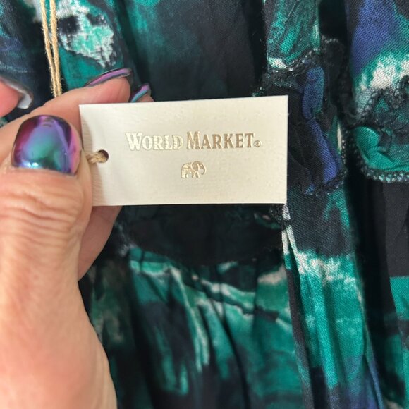 World Market Midi Tropical Dress Green S/M NWT - Picture 6 of 8